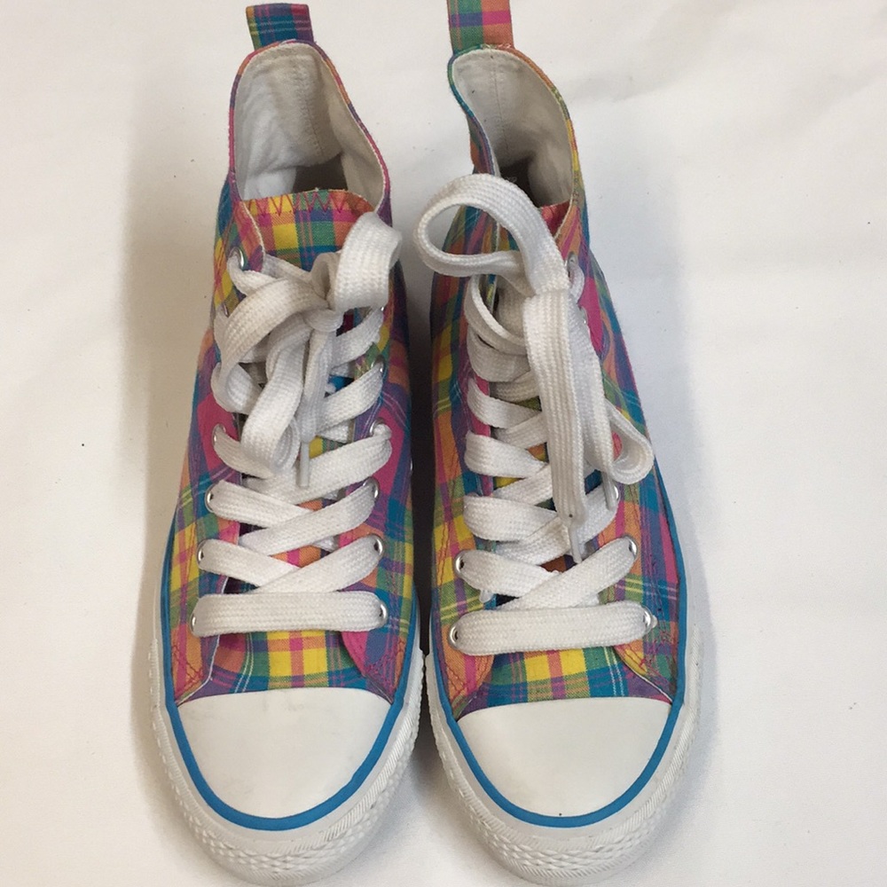 Multi-Color 7M Hot Tomato High Top Sneakers.